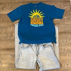 Vibrant Wonder Nation Blue Kids Tee 8 and Old Navy Skinny Jeans 8